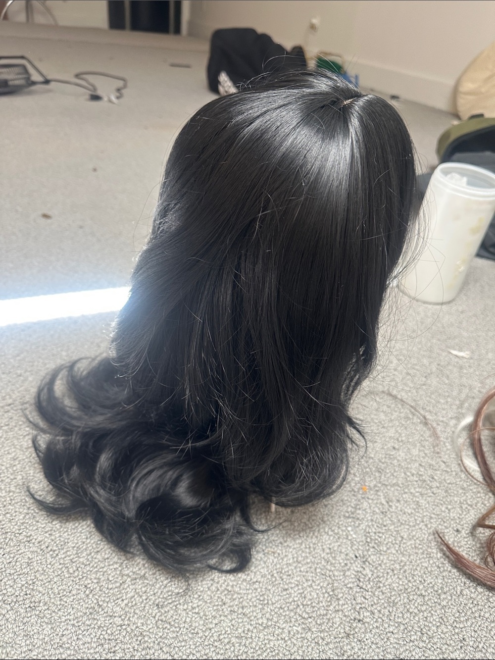 Sleek Black Long Layered Women's Wig with Soft Waves